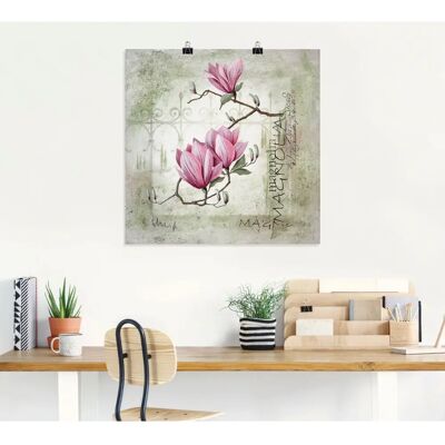 ARTLAND - Pinke Magnolie - 40x40 cm - Wandkunst ARTLAND - Pinke Magnolie - 40x40 cm - Wandkunst