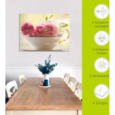 ARTLAND Vintage Rosen Glasbild - Botanisch, Modern, Innen ARTLAND Vintage Rosen Glasbild - Botanisch, Modern, Innen