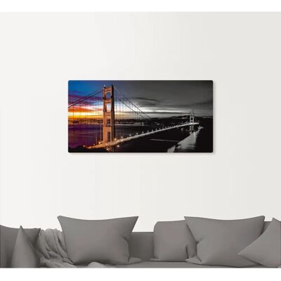 ARTLAND Golden Gate Bridge Wandbild - Schwarz - Hochwertiges Leinwandbild ARTLAND Golden Gate Bridge Wandbild - Schwarz - Hochwertiges Leinwandbild