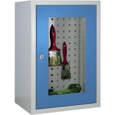 Pavoy Wandvitrine - 600mm Grau/Blau mit Glastür Pavoy Wandvitrine - 600mm Grau/Blau mit Glastür