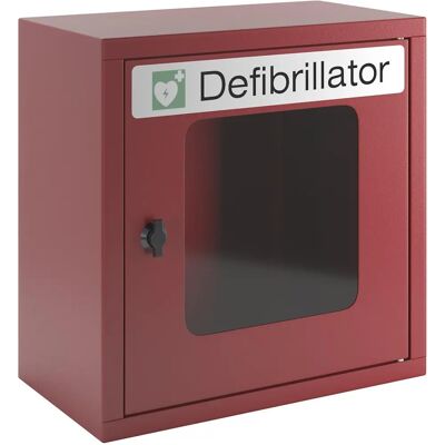 Armario para desfibrilador - Montaje en pared, vidrio, acero, RAL 3000 Armario para desfibrilador - Montaje en pared, vidrio, acero, RAL 3000
