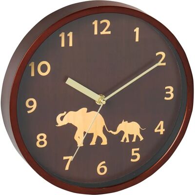 Walzvital - Elefantenmama + Baby - Schwarz - wall clock Walzvital - Elefantenmama + Baby - Schwarz - wall clock