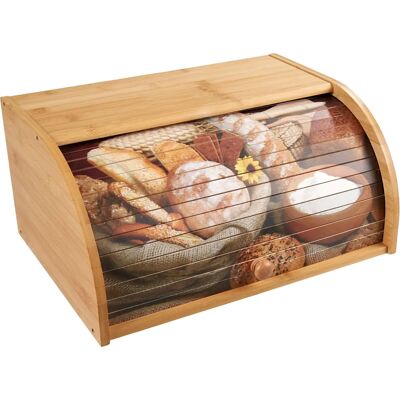 Moderne Hausfrau - Bambus-Rollbrotkasten Motiv - Bread Box Moderne Hausfrau - Bambus-Rollbrotkasten Motiv - Bread Box