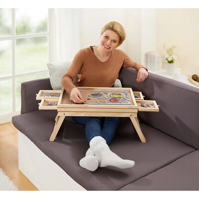 genialo Puzzle-Tisch "Premium" - Braun - Klappbar, 4 Schubladen - Puzzle Typ genialo Puzzle-Tisch "Premium" - Braun - Klappbar, 4 Schubladen - Puzzle Typ