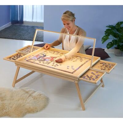 Genialo Puzzle Tisch - Verstellbares LED Licht, 4 Schubladen, Klappbar - Puzzle-Typ Genialo Puzzle Tisch - Verstellbares LED Licht, 4 Schubladen, Klappbar - Puzzle-Typ