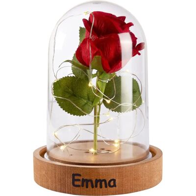 MODERNE HAUSFRAU - LED-Glas Ewige Rose - Personalisierter Name - Rot - LED glass MODERNE HAUSFRAU - LED-Glas Ewige Rose - Personalisierter Name - Rot - LED glass