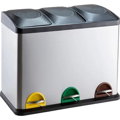 Genialo Mülltrennsystem - 3 Fächer, 18L, Schwarz-Silber Genialo Mülltrennsystem - 3 Fächer, 18L, Schwarz-Silber