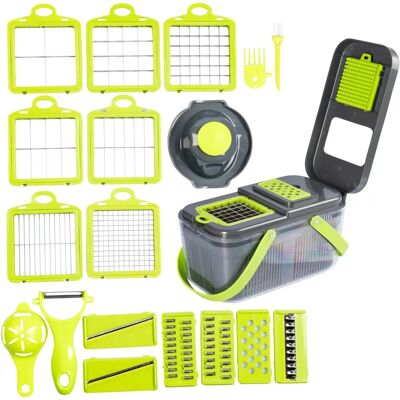 genialo - XXL Multi-Chopper - 22-teilig - Grau-Grün - Utensilien-Set genialo - XXL Multi-Chopper - 22-teilig - Grau-Grün - Utensilien-Set