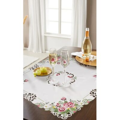 VIVA DOMO - Rose mit Spitze Mitteldecke - Grün-Weiß - 85x85 cm - Table centercloth VIVA DOMO - Rose mit Spitze Mitteldecke - Grün-Weiß - 85x85 cm - Table centercloth