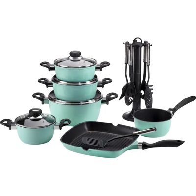 Karl Krüger Grünes 17-teilige Aluminum-Topfset - Kochgeschirr-Set Karl Krüger Grünes 17-teilige Aluminum-Topfset - Kochgeschirr-Set