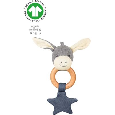 Giocattolo Pendente per Bambini Sterntaler - Tricot Blu Organico con Anello di Legno Giocattolo Pendente per Bambini Sterntaler - Tricot Blu Organico con Anello di Legno