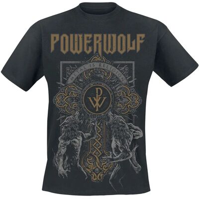 T-Shirt Powerwolf Wolf Cross - Manches courtes - Noir - Homme - XL - Publicité T-Shirt Powerwolf Wolf Cross - Manches courtes - Noir - Homme - XL - Publicité