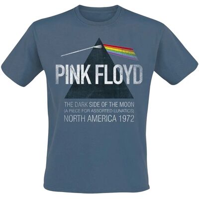 Pink Floyd Amérique du Nord 1972 T-shirt à Manches Courtes Bleu - Hommes - Publicité Pink Floyd Amérique du Nord 1972 T-shirt à Manches Courtes Bleu - Hommes - Publicité
