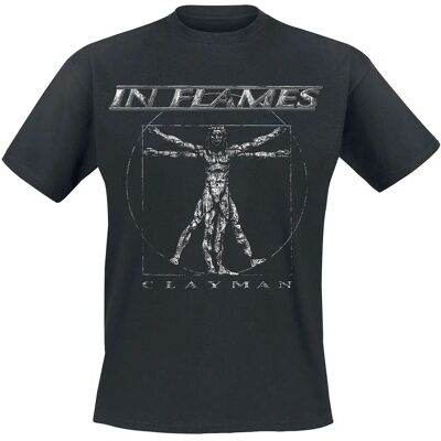 In Flames Clayman Vintage Schwarzes T-Shirt - Kurzarm - Herren In Flames Clayman Vintage Schwarzes T-Shirt - Kurzarm - Herren