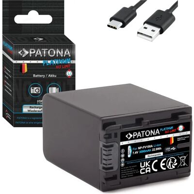 Bateria Patona Sony NP-FV100 - 3090mAh - Preto - Fonte de Alimentação para Câmera Bateria Patona Sony NP-FV100 - 3090mAh - Preto - Fonte de Alimentação para Câmera