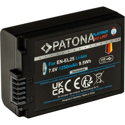 Patona EN-EL25 Akku - Lithium-Ion, 1250mAh, USB-C Eingang Patona EN-EL25 Akku - Lithium-Ion, 1250mAh, USB-C Eingang