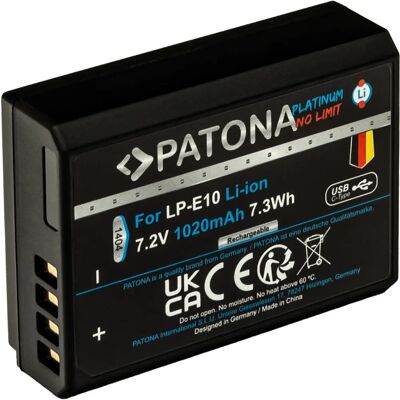 Batterie Lithium-Ion Patona EOS-1100D 1020mAh - Accessoire Appareil Photo - Publicité Batterie Lithium-Ion Patona EOS-1100D 1020mAh - Accessoire Appareil Photo - Publicité