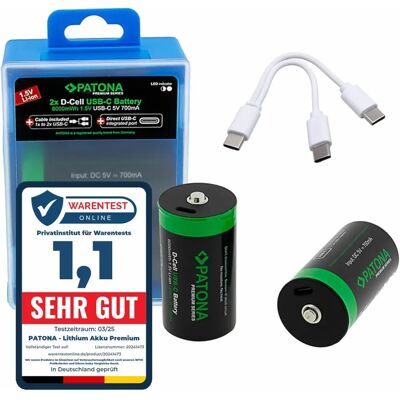 Patona LR20 D Akku Pack - Wiederaufladbar Lithium-Ion Patona LR20 D Akku Pack - Wiederaufladbar Lithium-Ion