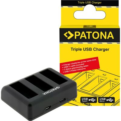 PATONA Action Sport Kamera-Zubehör - Dreifach-Ladegerät für DJI Osmo Action 3 & 4 PATONA Action Sport Kamera-Zubehör - Dreifach-Ladegerät für DJI Osmo Action 3 & 4
