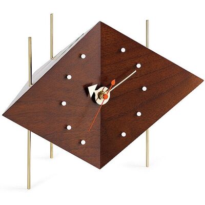 Horloge Diamant en Noyer Vitra - Designer George Nelson - Horloge de Table Moderne - Publicité Horloge Diamant en Noyer Vitra - Designer George Nelson - Horloge de Table Moderne - Publicité