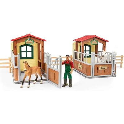 Set Stalla Cavalli Mustang di Schleich - Stalla e Figura di Contadino Set Stalla Cavalli Mustang di Schleich - Stalla e Figura di Contadino