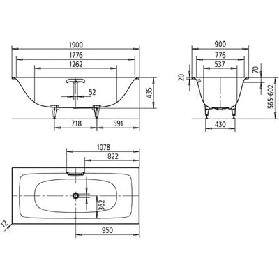 Kaldewei Silenio Badewanne - Ergonomisch Rechteck, 190x90 cm, Weiß Kaldewei Silenio Badewanne - Ergonomisch Rechteck, 190x90 cm, Weiß