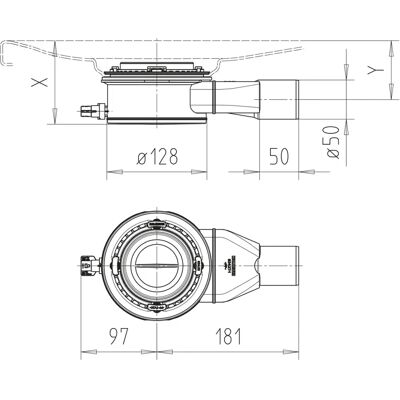Set de drenaj de duș orizontal Kaldewei cu filtru de păr Set de drenaj de duș orizontal Kaldewei cu filtru de păr
