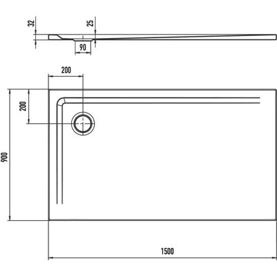 Kaldewei Superplan 1854 Duschwanne - 90x150cm, Weiß, Glänzend Kaldewei Superplan 1854 Duschwanne - 90x150cm, Weiß, Glänzend