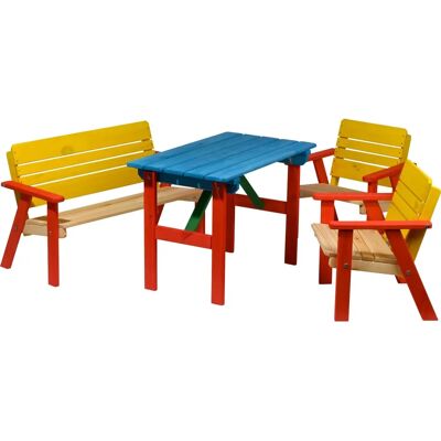 DOBAR Kindermöbel-Set - Wetterfestes Kiefernholz, 4 Sitze DOBAR Kindermöbel-Set - Wetterfestes Kiefernholz, 4 Sitze