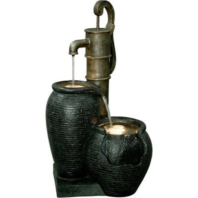 DOBAR Gartenbrunnen mit LEDs & Handpumpe - 47,5x38,5x84cm DOBAR Gartenbrunnen mit LEDs & Handpumpe - 47,5x38,5x84cm