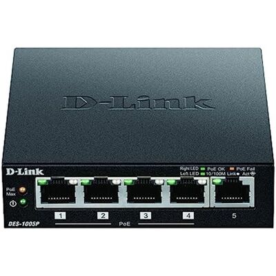 Switch Ethernet Layer2 de 5 Portas D-Link DES-1005P - Preto Switch Ethernet Layer2 de 5 Portas D-Link DES-1005P - Preto