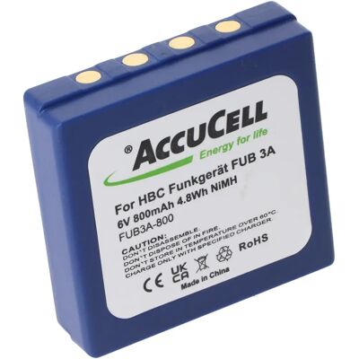 AccuCell 800 mAh Batterie für HBC FUB 3A - Batterietyp AccuCell 800 mAh Batterie für HBC FUB 3A - Batterietyp