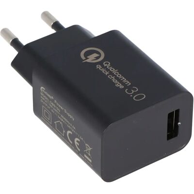 AccuCell USB-Netzteil - QC3.0 Schnellladung - Schwarz AccuCell USB-Netzteil - QC3.0 Schnellladung - Schwarz