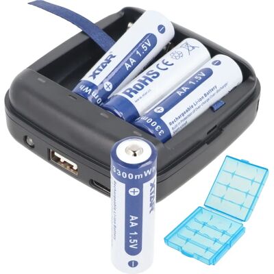 Xtar Wiederaufladbare AA Batterien & Ladegerät - 1,5V, 2000mAh Xtar Wiederaufladbare AA Batterien & Ladegerät - 1,5V, 2000mAh