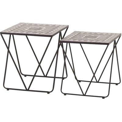 Set di 2 tavolini rotondi neri Siena Garden Como Set di 2 tavolini rotondi neri Siena Garden Como