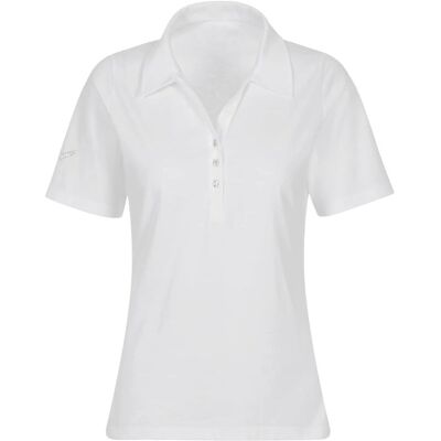 TRIGEMA Weißes Baumwoll Poloshirt mit Kristallen - Shirt TRIGEMA Weißes Baumwoll Poloshirt mit Kristallen - Shirt