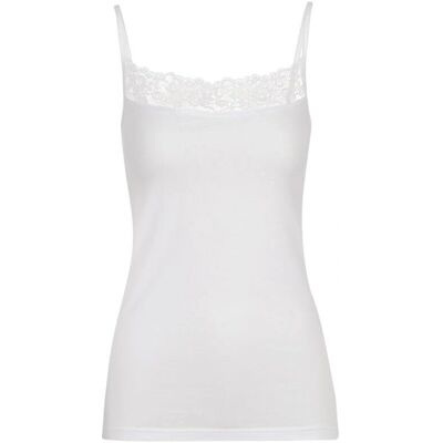 TRIGEMA XL Wit Mouwloos Kant Spaghetti Top - Onderhemd TRIGEMA XL Wit Mouwloos Kant Spaghetti Top - Onderhemd