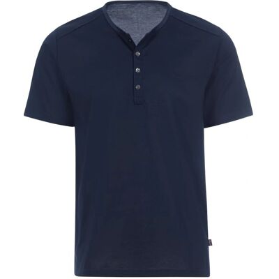 TRIGEMA XL Blau Casual Met Knopfleiste T-shirt TRIGEMA XL Blau Casual Met Knopfleiste T-shirt