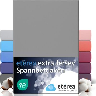 etérea Extra Jersey Spannbettlaken - 90x200 - Grau - Fitted Sheet etérea Extra Jersey Spannbettlaken - 90x200 - Grau - Fitted Sheet