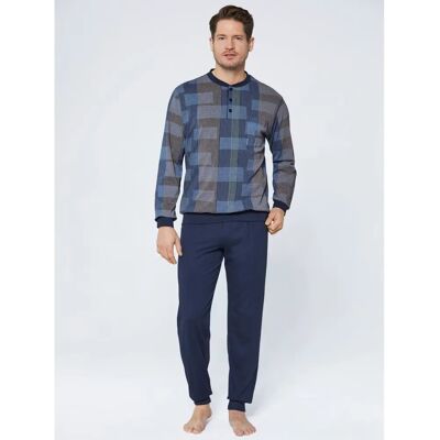 Normann Blau Langarm Baumwollnachtwäsche - Schlafanzug Normann Blau Langarm Baumwollnachtwäsche - Schlafanzug