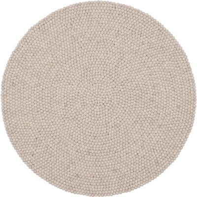 Tapis rond en laine et boules de feutre Béla de myfelt - 140cm Beige - Publicité Tapis rond en laine et boules de feutre Béla de myfelt - 140cm Beige - Publicité