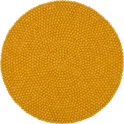Tapis en Boules de Feutre Klara - Jaune - Rond - 90cm - Tapis - Publicité Tapis en Boules de Feutre Klara - Jaune - Rond - 90cm - Tapis - Publicité
