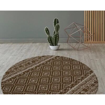 Kayoom Sunny 110 Braun Rund Teppich - Teppich Kayoom Sunny 110 Braun Rund Teppich - Teppich