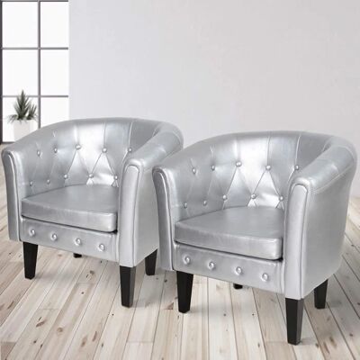 Miadomodo Chesterfield Szék - Készlet ezüstben - Nappali, Hálószoba Miadomodo Chesterfield Szék - Készlet ezüstben - Nappali, Hálószoba