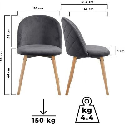 MIADOMODO Skandináv bársony étkezőszékek - 2 db MIADOMODO Skandináv bársony étkezőszékek - 2 db