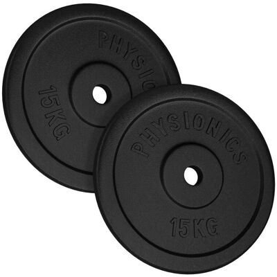 Physionics 15 kg Súlylemezek - Gépgyártott vas, 31mm - Otthoni Edzés Physionics 15 kg Súlylemezek - Gépgyártott vas, 31mm - Otthoni Edzés