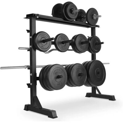 Support pour Poids Physionics - Jusqu'à 300kg - Acier - Multi-niveaux - Antidérapant - 98x95x48cm - Publicité Support pour Poids Physionics - Jusqu'à 300kg - Acier - Multi-niveaux - Antidérapant - 98x95x48cm - Publicité