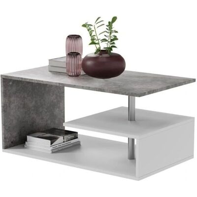 Miadomodo Fehér/Beton Kávézóasztal - Modern Többfunkciós Téglalap alakú Dizájn Miadomodo Fehér/Beton Kávézóasztal - Modern Többfunkciós Téglalap alakú Dizájn