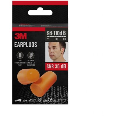 Tappi per orecchie 3M 1100C4 - Riduzione rumore - 8 pezzi Tappi per orecchie 3M 1100C4 - Riduzione rumore - 8 pezzi