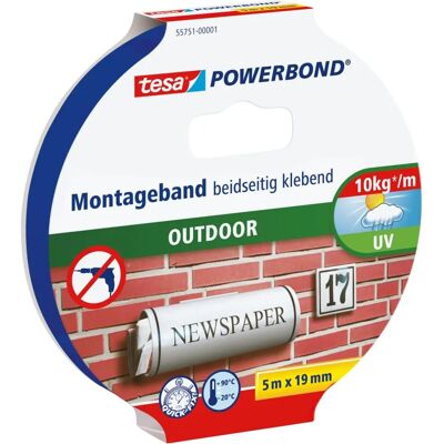 Tesa Powerbond Esterni - UV & Water Resistant Adhesive Tape - 5m x 19mm - Suitable for Outdoor Use Tesa Powerbond Esterni - UV & Water Resistant Adhesive Tape - 5m x 19mm - Suitable for Outdoor Use